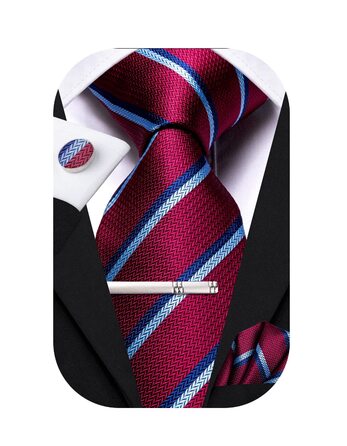 Комплект чоловічих краваток Hi-Tie Classic (4 шт): шовкові краватки, нагрудна хустка, запонки, зажим для краватки, однотонні та з візерунком Paisley