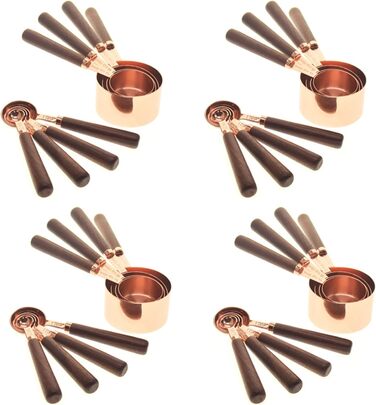 32 x Measuring Cup Set Wooden Handle Stainless Steel Coated Copper Metal Measuring Spoons Baking Kit
