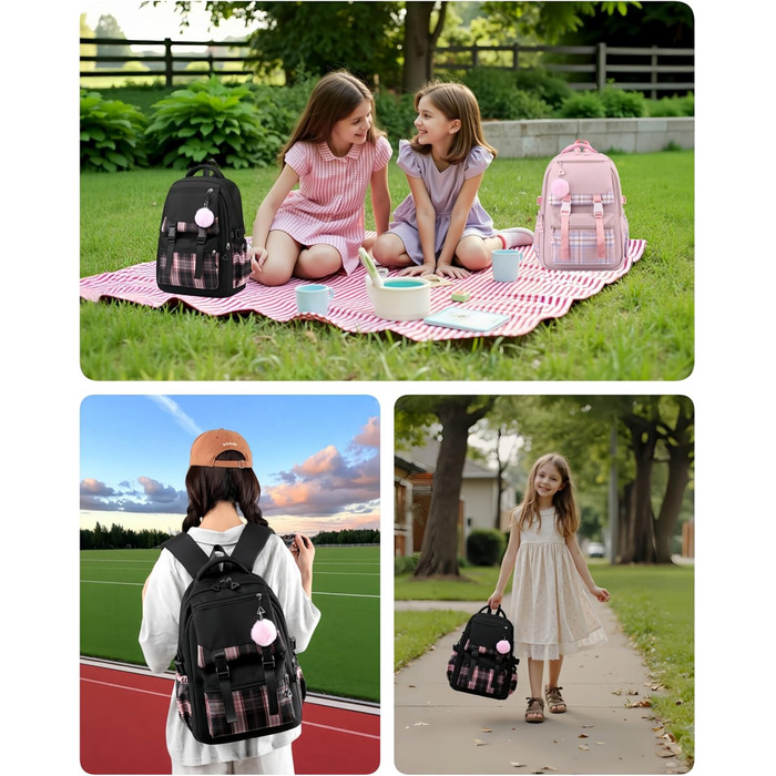 Чорний шкільний рюкзак Aryan для підлітків, дівчат та жінок. Легкий рюкзак на 17 дюймів з відділенням для ноутбука, стильний та підходить для подорожей, навчання та роботи.