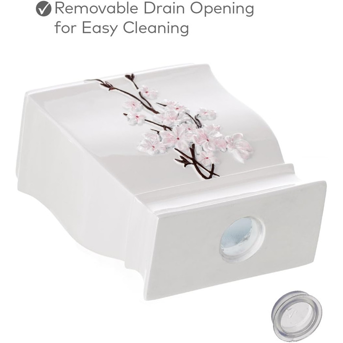 Набір аксесуарів для ванної кімнати Creative Scents – 4 предмети (дозатор мила, тримач для зубних щіток, чашка, мильниця) з декором 'Квітка вишні'