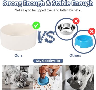 Керамічна миска для собак середніх та великих порід - важка, глибока, 1800 мл, біла