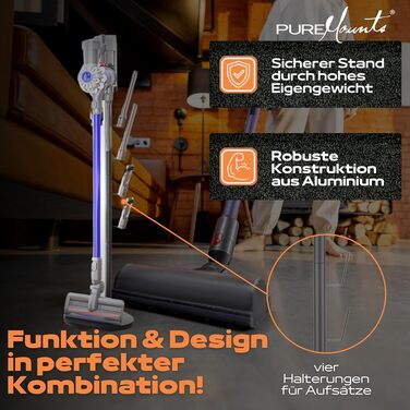 Універсальний підлоговий тримач для пилососа PureMounts, сумісний з Dyson, Philips, Samsung, Bosch, Miele, Xiaomi, чорний
