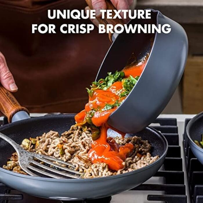 GreenPan Mayflower Pro Hard-Anodized Ceramic Non-Stick Coating, 5-Piece Cookware Set, Vintage Wood Handle, PFAS-Free, Induction-Compatible, Charcoal Gray Cookware Set 5-Piece