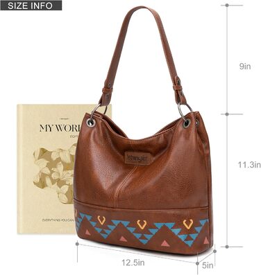 Сумка жіноча Wrangler Hobo з екошкіри, коричнева (Western Brown) через плече та в руку