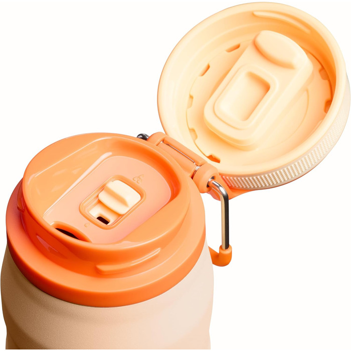 Термос-пляшка STANLEY 1913 IceFlow Bottle Twist Flip 0.47L, герметична пляшка для води з трубочкою, Orange Sherbet