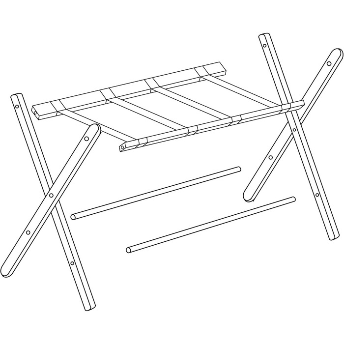 Relaxdays Folding Luggage Rack, Wooden Baggage Stand, HBT: 54.5 x 66 x 44 cm, Suitcase Stool for Hotel & Home, Natural