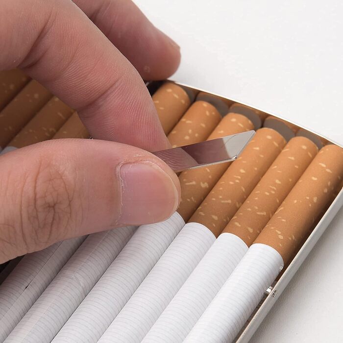 Металеве тютюнотримач Fashion Unique, 85 мм, King Size, 12 шт. (Смугасте срібло)