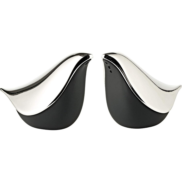 EDZARD Salt & Pepper Shakers Dove (H 6 cm) in Black & Silver - Table Set Pepper & Salt Shakers, Storage - Salt & Pepper Shakers as Decoration, Spice Shakers as Gifts for Festive Occasions