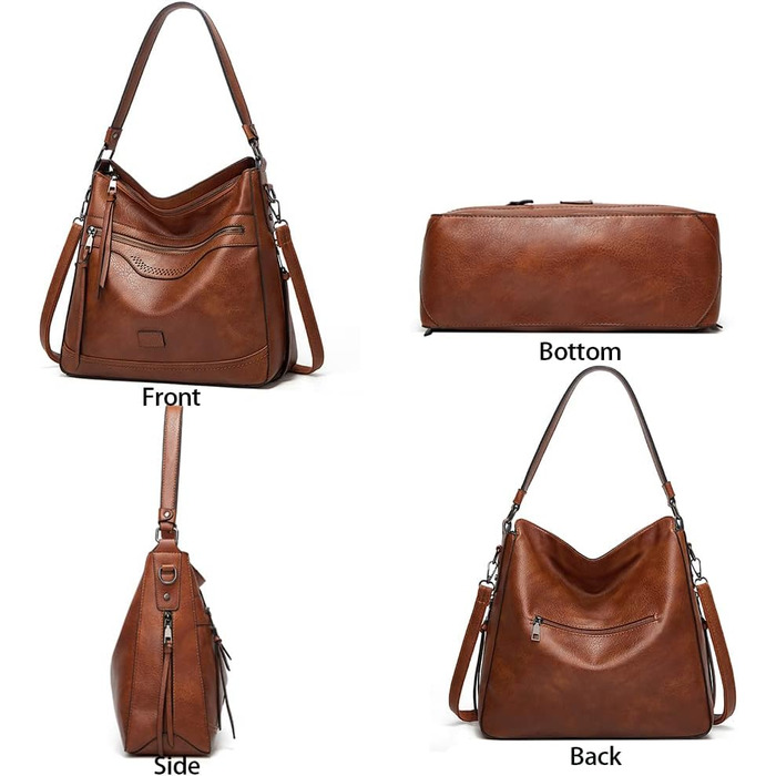 Сумка жіноча шкіряна (PU шкіра) через плече шопер Top-Griff елегантна коричнева Damen