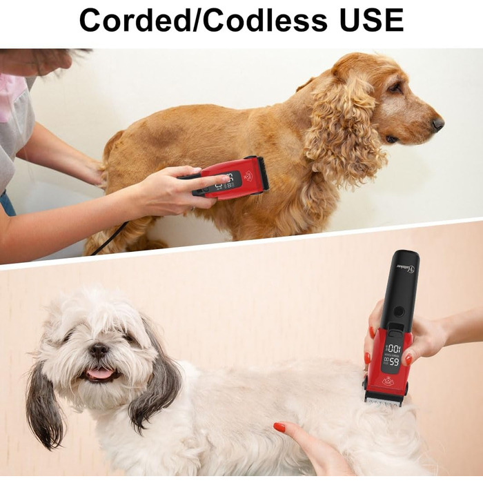 Професійна машинка для стрижки собак Hatteker: електрична, бездротова, з підсвічуванням, 7500RPM, для собак та котів