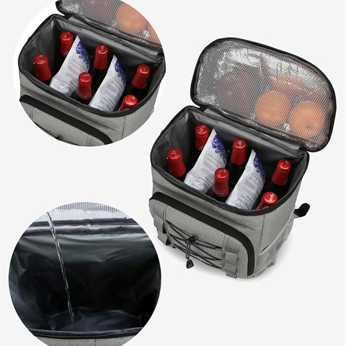 Терморюкзак-холодильник 30 л, велика місткість, для пікніка, пляжу, кемпінгу (світло-сірий)