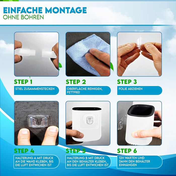 Силіконова щітка для унітазу R&B German Label з кріпленням на стіну без свердління - біло-чорна