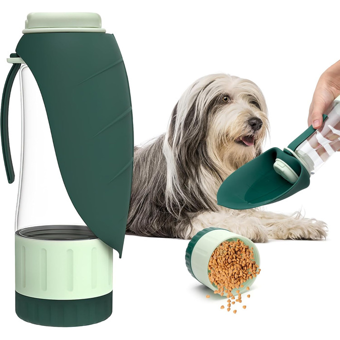 Водяна пляшка для собак 2-в-1 для прогулянок, подорожей та кемпінгу. Зручна водяна пляшка для тварин