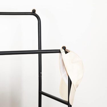 HOOBRO Clothes Rack with Wheels, Heavy Duty Clothes Rod, Garment Rack with 2 Clothes Rods and Shelf, Up to 100 kg Load Capacity, for Bedroom, Hallway, Dark Brown-Black EBF22LY01
