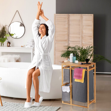 Relaxdays Laundry Basket Shelf Bamboo