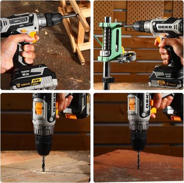 Акумуляторний шуруповерт DEKOPRO 20V 40 Nm: комплект з 2 акумуляторами, LED, 18+1 момент, для дому та DIY, сірий