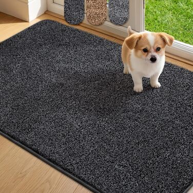 Килимок для входу Mibao SoftStep Luxus 60x90 см - чорний, антиковзкий, вологопоглинаючий, для дому та коридору, машинне прання