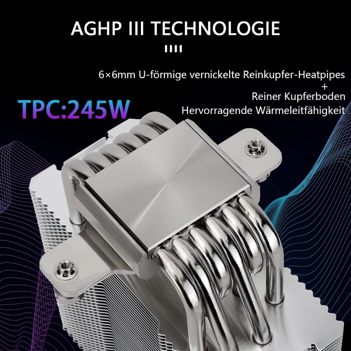 Охолоджувач CPU Thermalright TL-C12C з 6 тепловими трубами та PWM вентилятором, для AMD AM4/AM5/Intel 1700/1150/1151/1155/1200/1851, з підсвічуванням ARGB