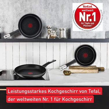 Сковорода Tefal Hard Titanium Essential 28 см антипригарна, з індикатором нагріву, виготовлена у Франції