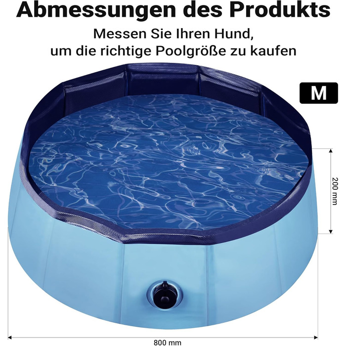 Надувний басейн для собак Fudajo 100 x 30 см, рушфільовий, з ПВХ, складаний, з посиленими краями