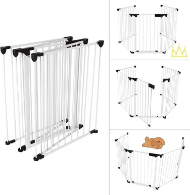 Клітка для собак, металева, розкладна, 310 x 2,5 x 75 см (5 шт., білий)