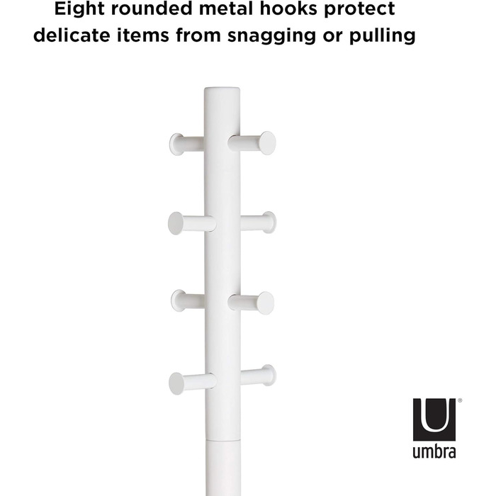 Umbra Pillar Coat Rack with Stool, Default_no_Selection_Value, White/Natural, One Size (White, Coat Rack)