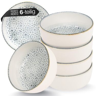 Набір мисок Moritz & Moritz ALHAMBRA 6 шт. блакитні - стильні та міцні миски з порцеляни для мюслі, супів та салатів. Можна мити в посудомийній машині, підходять для мікрохвильової печі, ідеальні для щоденного використання.