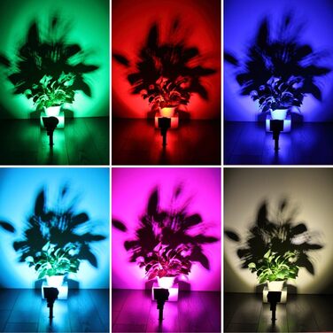 T-SUN LED Solar Spotlights, 2 Pack 4 LED Solar Garden Lights, Bright Garden Light, 2 Lighting Modes, Safety Lighting, Large Outdoor Light for Lawn, Paths, Terrace (Cool White 6000K) (7led-rgb, 2 Pack)