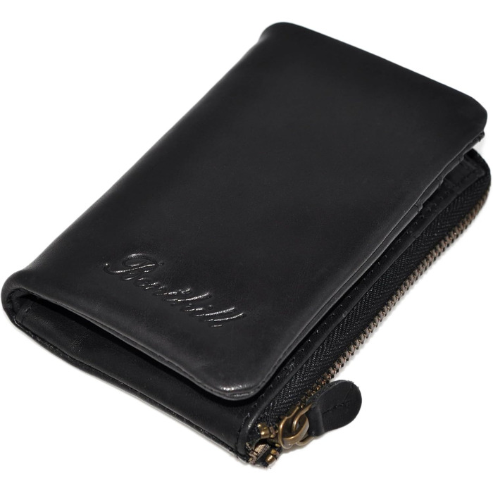 Benthill Small Wallet Genuine Leather - Women's Wallet with RFID Protection - 6 Card Slots - Slim Wallet including Gift Box, Color: Black