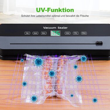Вакуумний пакувальник Obecilc 7-в-1 з ріжучим ножем, 65 кПа, сухий/вологий режим, 10 пакетів, для дому та ресторану