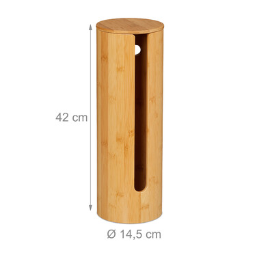 Relaxdays Bamboo Round Toilet Paper Holder
