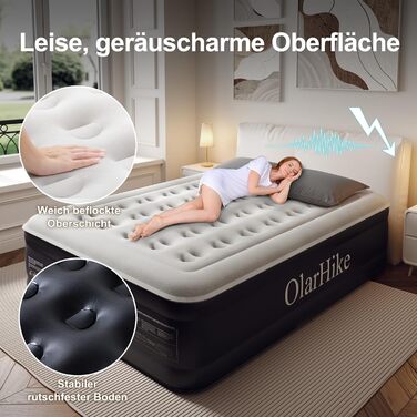 Надувний матрац OlarHike для кемпінгу та дому - 200 x 140 x 46 см (2 особи)