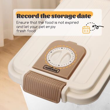 Контейнер для корму для собак та котів Nobleza, 40л, з датою виробництва, з роликами, повітряний, прозорий