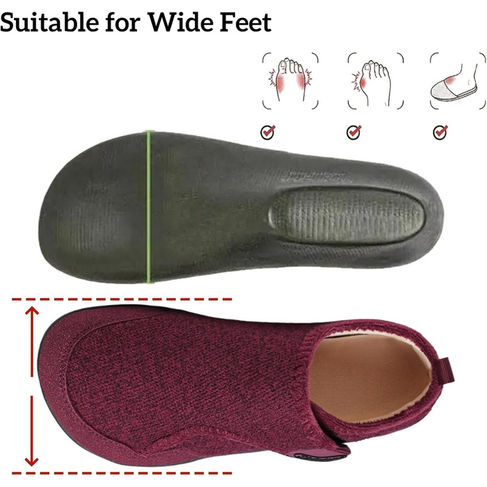 SMajong Теплі домашні тапочки для чоловіків та жінок. Зручні, неслизькі, легкі, з повним закриттям, з фетру. Для дому та вулиці. Розміри 36-46. Колір: червоний.