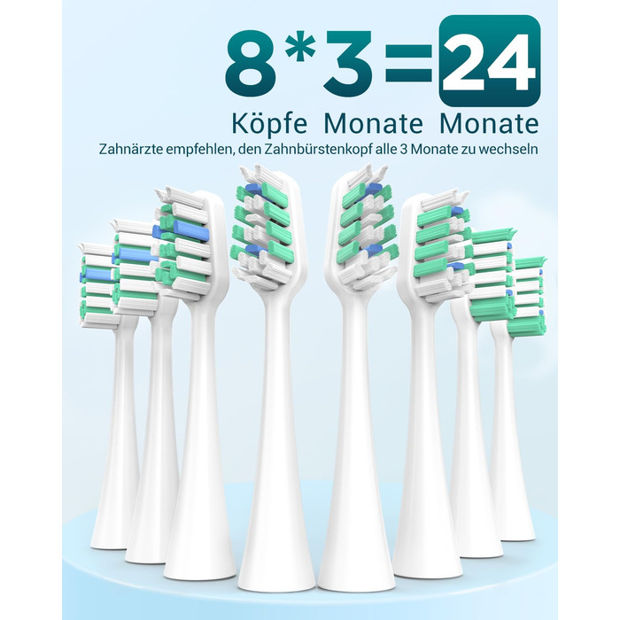 Електрична звукова зубна щітка для дорослих з 8 насадками та кейсом для подорожей, 5 режимів, водонепроникна IPX7, до 90 днів роботи від акумулятора (Золота)