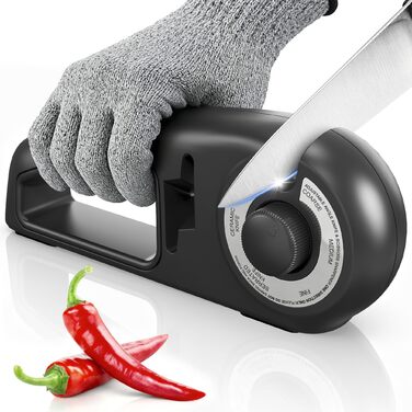 Точилка для ножів Messerschärfer Profi 7-in-1: 7 функцій для ножів та ножиць, керамічна точилка, чорний колір