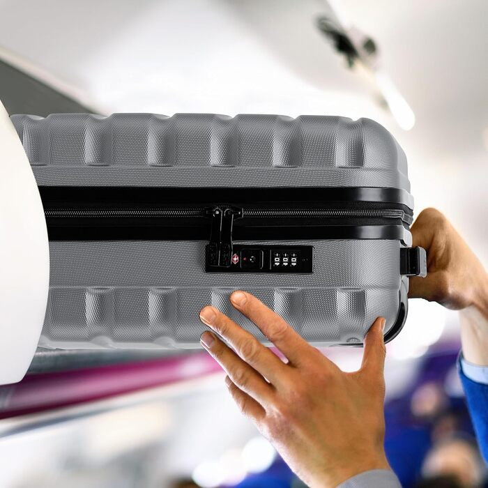 Чохол-валіза Flight Knight 56x45x25 см, жорсткий, ручна поклажа, сумісний з British Airways та Easyjet, сірий/чорний