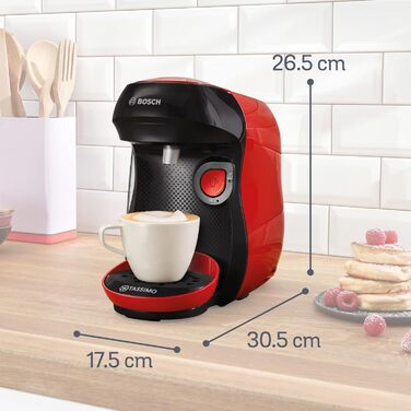 Кавомашина Tassimo Happy TAS1002N від Bosch: 70 напоїв, автоматична, для будь-яких чашок, компактна, 1400 Вт, колір антрацит