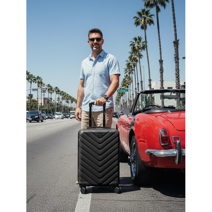 Набір валіз REDOLZ 3 шт. | Легкі дорожні валізи з ABS | Чоловічі/Жіночі | 4 колеса & TSA-замок (Essentials 07) (Чорний, валіза M (67 см))