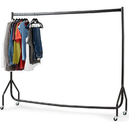 House of Home Robust Metal Clothes Rail with Wheels – 1-Tier Replacement for a Wardrobe with a Single Rail – Clothes Rack for Hanging – Storage