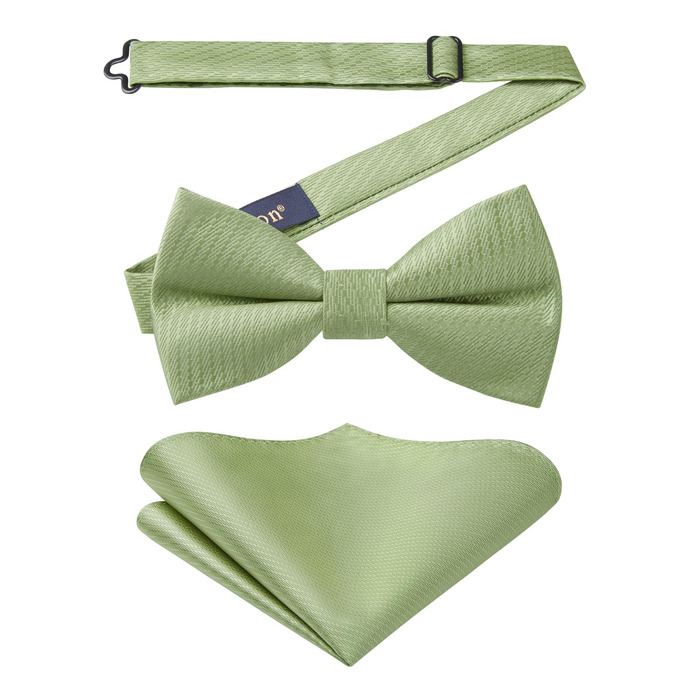 Енлізіон краватка-метелик для чоловіків з кишеньковим хустинкою - Комплект краватки-метелика та хустинки для весілля, костюма, з подарунковою коробкою (світло-зелений)