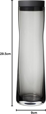 blomus -SPLASH- Water carafe made of smoked glass, smoky/dark grey, 1-liter capacity, silicone/stainless steel lid, easy handling (W / D / H: 29.5 x 9 x 9 cm, 63807)