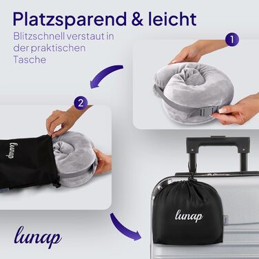 Подушка для шиї Travel Pillow Roundy O сірого кольору | Подушка для подорожей в літак, авто | Memory Foam, дихаюча тканина, знімна наволочка