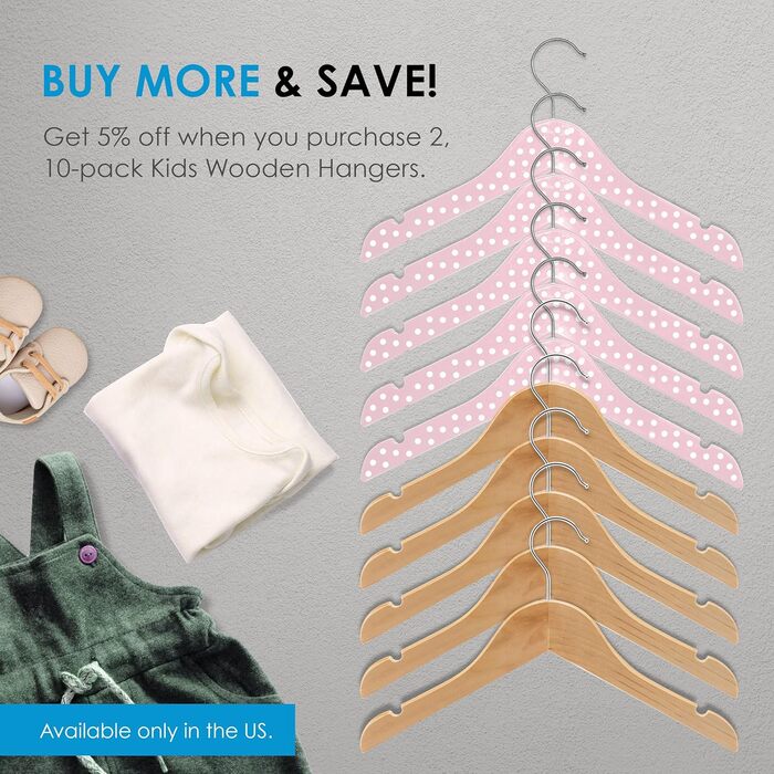 Дерев'яні вішалки для дитячого одягу ZOBER (10 шт.)