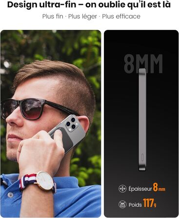 Power Bank Магнітний 10000 mAh PD20W: Бездротовий зарядний пристрій з USB-C для iPhone 17/16/15/14/13 та Apple Watch (Помаранчевий)
