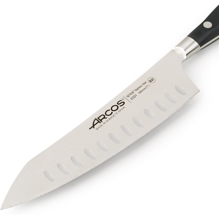 Ніж Arcos Riviera Santoku 180 мм з нержавіючої сталі з ручкою з POM - чорний