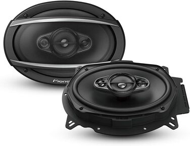 Автомобільні коаксіальні динаміки Pioneer TS-A6960F 6x9 дюймів, 4-смугові, 450Вт, комплект з 2-х, потужний звук, висока чутливість, монтаж 72 мм, решітка в комплекті