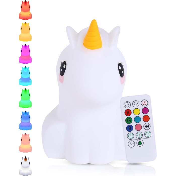 Unicorn Night Light Large – Rechargeable Night Lamp with Tap Function & Remote Control – for Babies and Children – Baby Lamp & Kids Lamp – for Nursery, Children's Room & as a Children's Toy