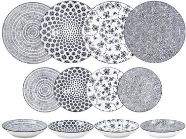 Сервіз столовий IBILI Armonia чорний, 12 предметів, порцелянові тарілки на 4 особи