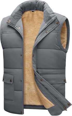 Xnova чоловіча зимова жилетка з підкладкою Thero Sherpa, тепла флісова жилетка, зимова куртка, жилетка для полювання, робоча жилетка, утеплена жилетка для активного відпочинку, сіра, розмір M